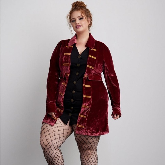 NWT Torrid 00 M/L Velvet Pirate Dress Coat Halloween Costume, Medium, Large, 10 - Picture 2 of 6